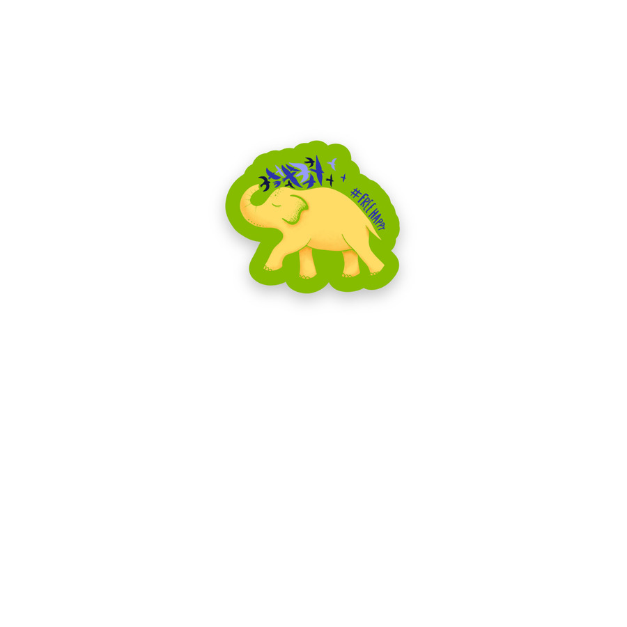 #FreeHappy Sticker (Green), a White Kiss Cut Sticker