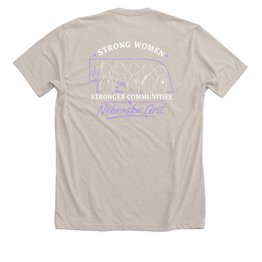 Nebraska Grit (Purple), a Heather Dust Premium Unisex Tee (back-view)