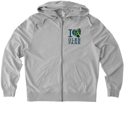 I HEART Glen Park Zip Front Hoodie, a Granite Grey Heather Allmade Organic French Terry Zip Up Hoodie