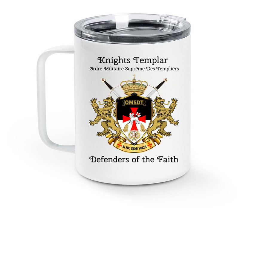 OMSDT Travel Mug, a White Stainless Steel Travel Mug (back-view)