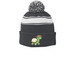 Lilly's Pancreas Pacers 2026, a Iron Grey/ White Printed Stripe Pom-Pom Beanie