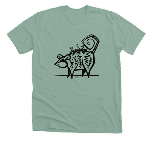 Possum Original Art Print, a Heather Dusty Blue Premium Unisex Tee
