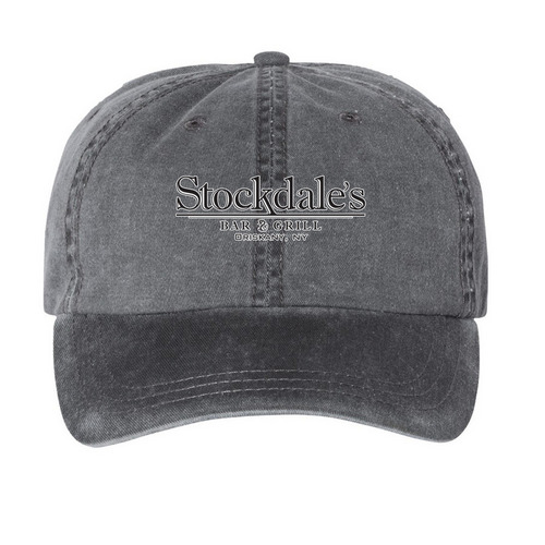 Stockdale?s Bar & Grill Logo, a Black Printed Pigment Dye Baseball Cap