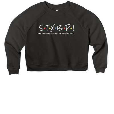 STXBP1 Friends, a Black Women's Premium Cropped Raglan Sweatshirt
