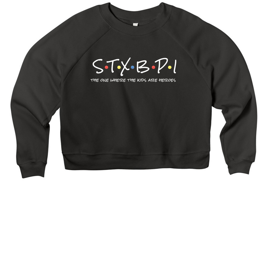 STXBP1 Friends, a Black Women's Premium Cropped Raglan Sweatshirt