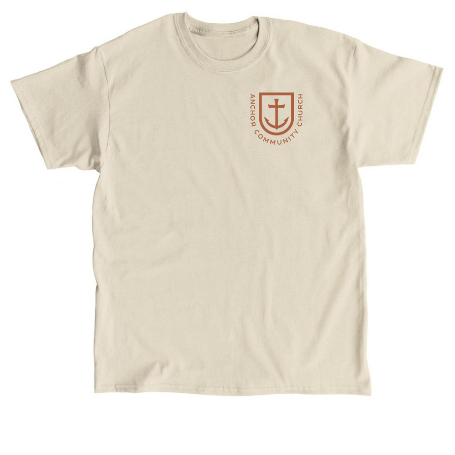 "Abide, Embark" Shield Tee-Orange Logo, a Sand Classic Unisex Tee