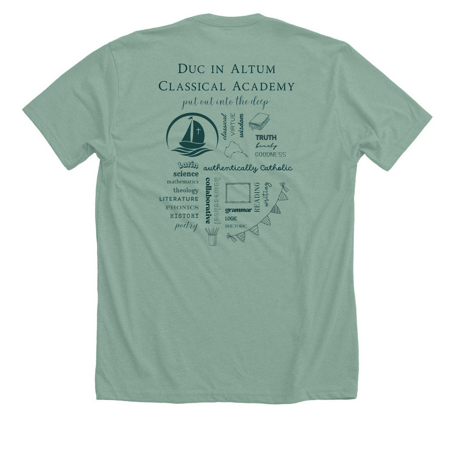 DIA Word Bubble Shirts - Dark Text!, a Heather Dusty Blue Premium Unisex Tee (back-view)