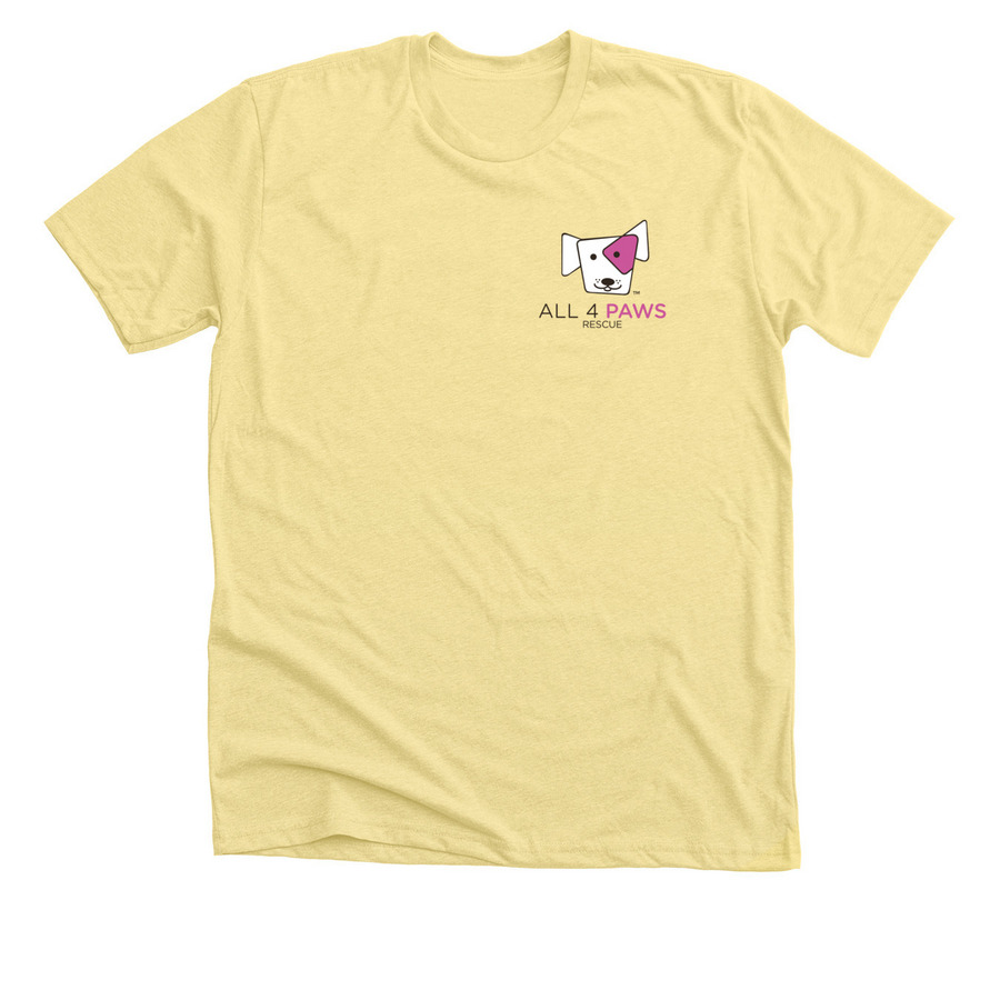 All 4 Paws Official Merchandise - Pink Logo, a Heather Yellow Gold Premium Unisex Tee
