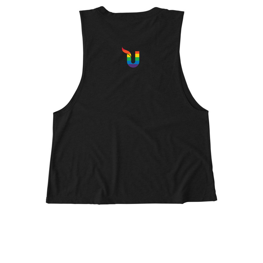 Ulman Pride Tanks, a Deep Black Allmade Eco Triblend Women?s Muscle Tank (back-view)