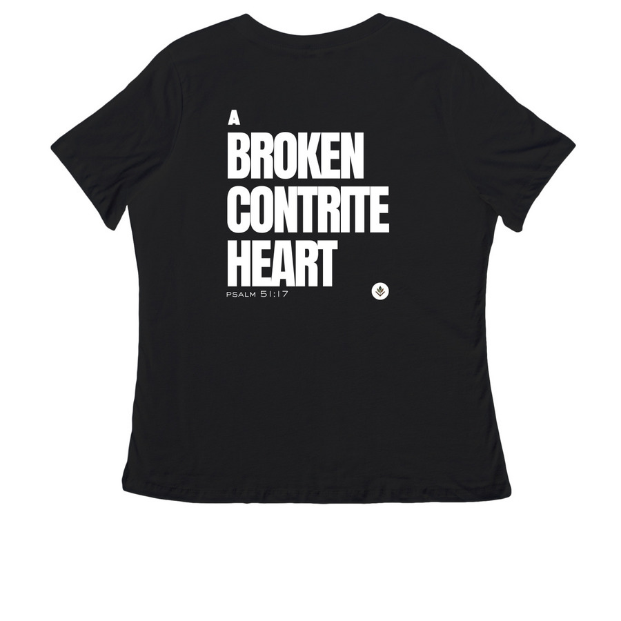 HEART Series, a Black Women's Relaxed V-Neck Tee (back-view)