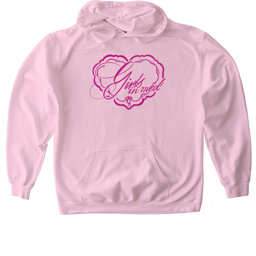 Girls in Med Hoodie, a Light Pink Gildan Softstyle Pullover Hoodie