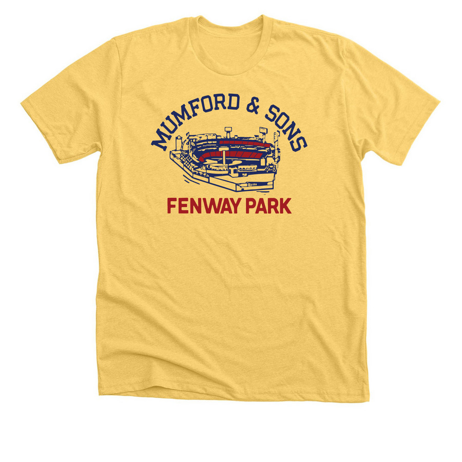 Mumford & Sons Fenway Park Boston Shirt, a Heather Yellow Gold Premium Unisex Tee