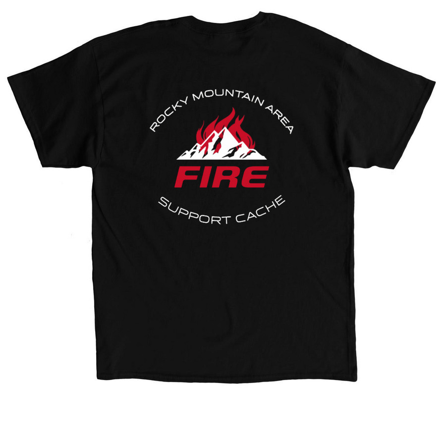 RMK Shirt White Mtns w/ Red Flames, a Black Classic Unisex Tee (back-view)