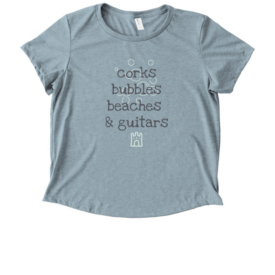 corks, bubbles, beaches & guitars, a I Like You Blue Allmade Eco Triblend Women?s Scoop Neck Tee