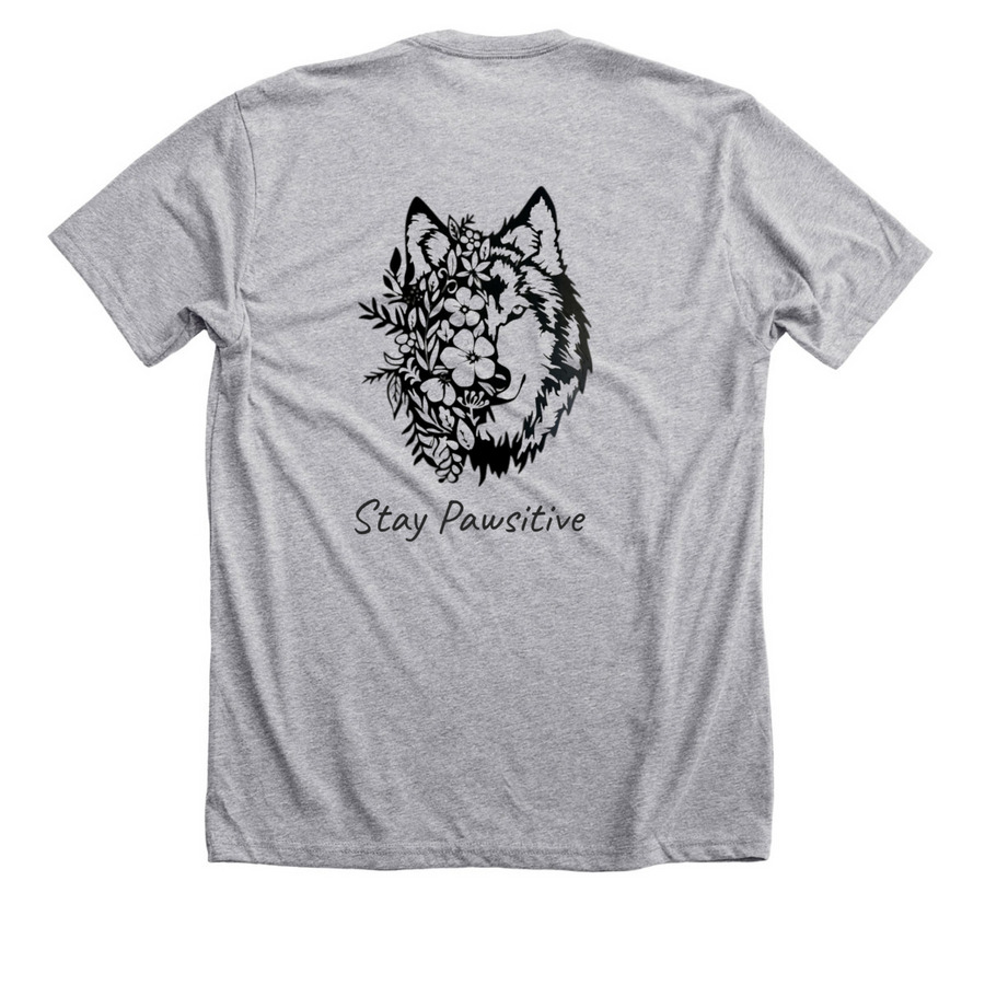 Stay Pawsitive Apparel, a Athletic Heather Premium Unisex Tee (back-view)