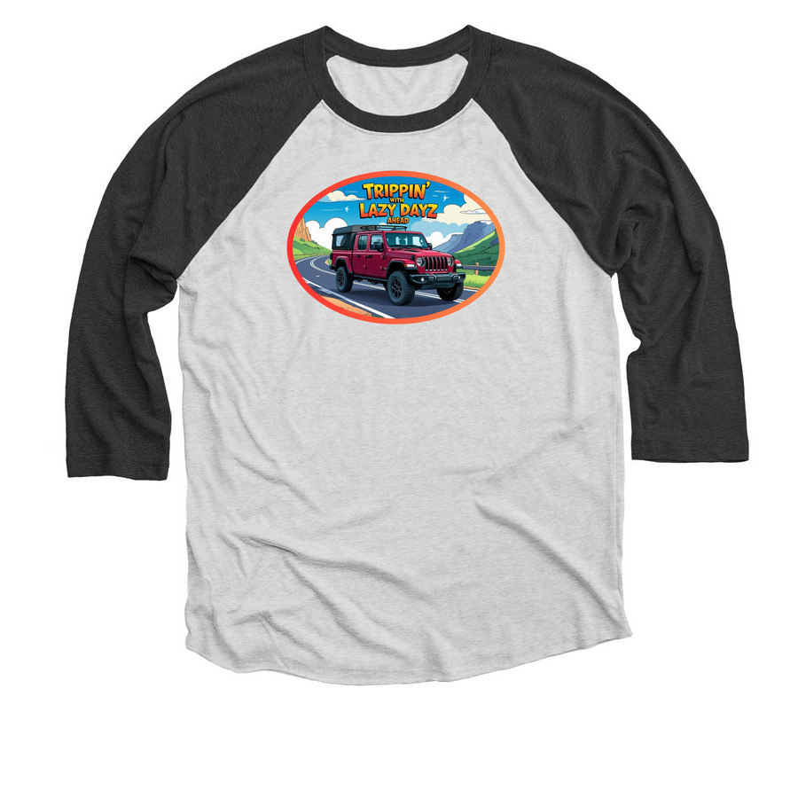 Trippin? merch, a Black and Heather White 3/4 Sleeve Baseball Tee
