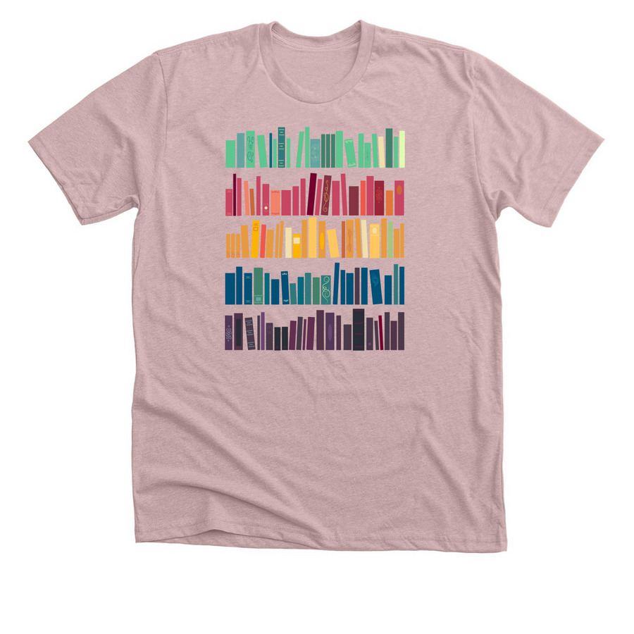 Colorful Library, a Heather Pink Gravel Premium Unisex Tee