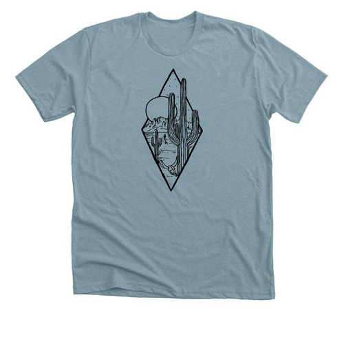 Diamond cactus, a Heather Blue Lagoon Premium Unisex Tee