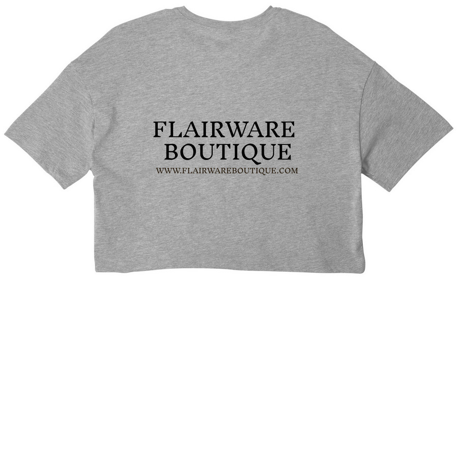 Flairware Flair, a Athletic Heather Women?s Cropped Cotton Tee (back-view)