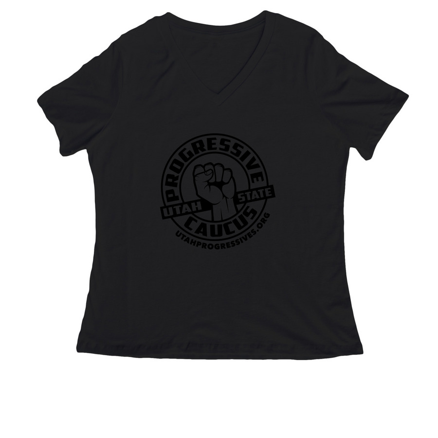 Caucus (Goth) Logo Apparel, a Black Women's Relaxed V-Neck Tee