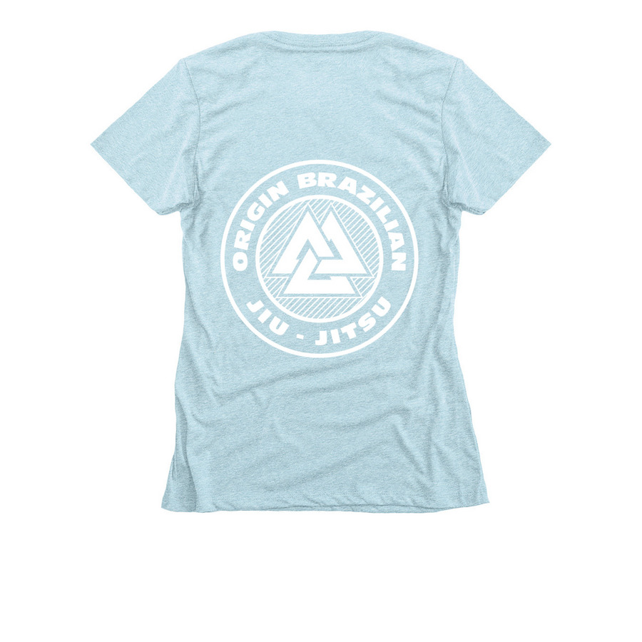 Girls Jiu Jitsu shirt, a Ice Blue Women's Slim Fit Tee (back-view)