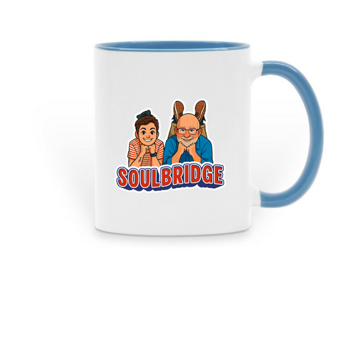 Soulbridge Buddy Mug, a Light Blue Two-Tone Ceramic Mug