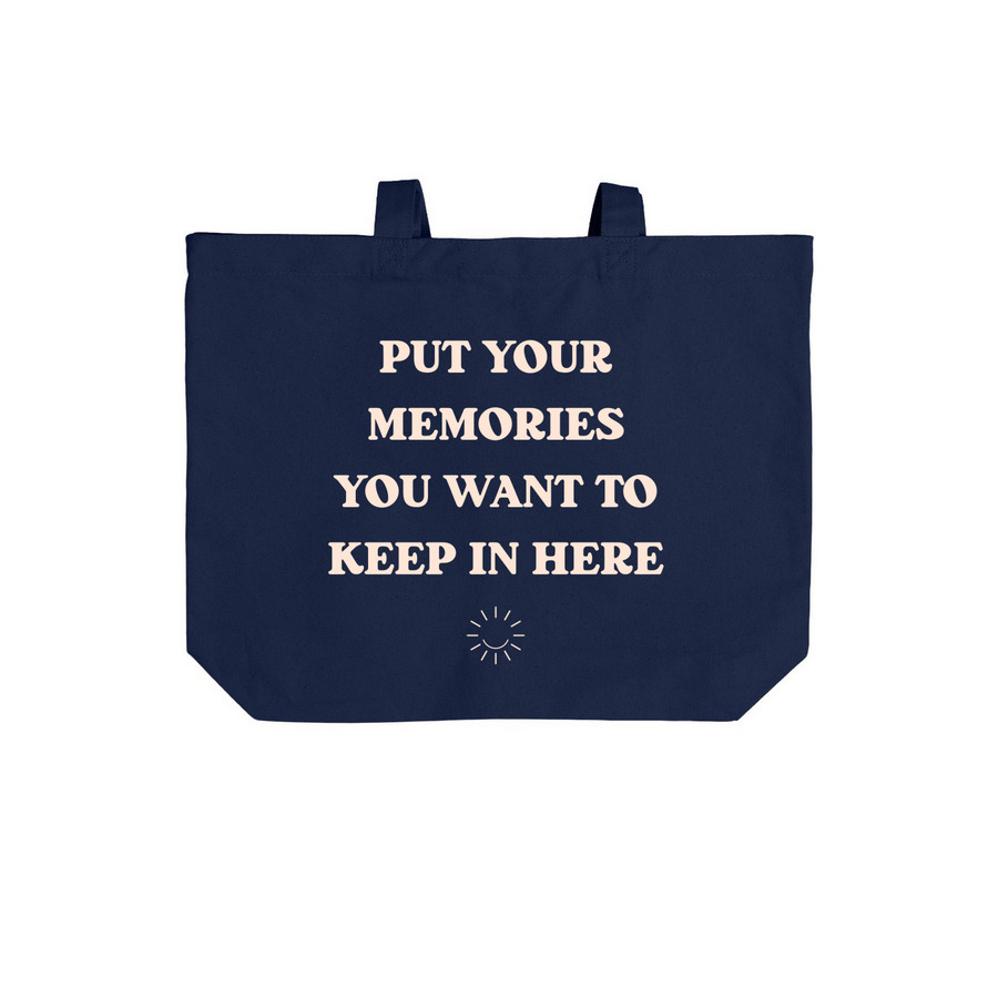 eternal sunshine tour tote, a River Blue Navy Cotton Canvas Tote Bag (back-view)