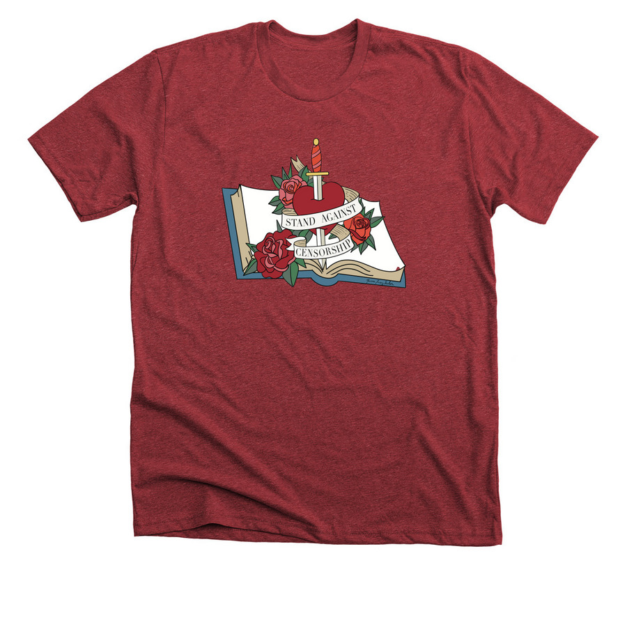 Stand Against Censorship, a Heather Canvas Red Premium Unisex Tee