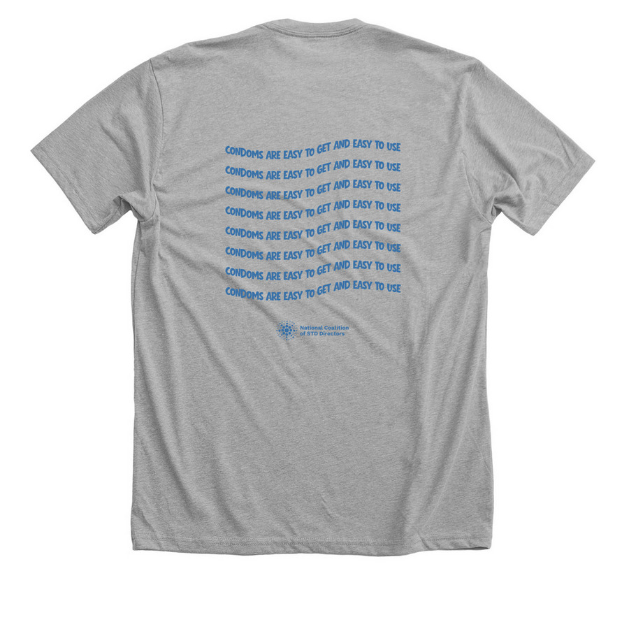 Condoms, a Athletic Heather Premium Unisex Tee (back-view)
