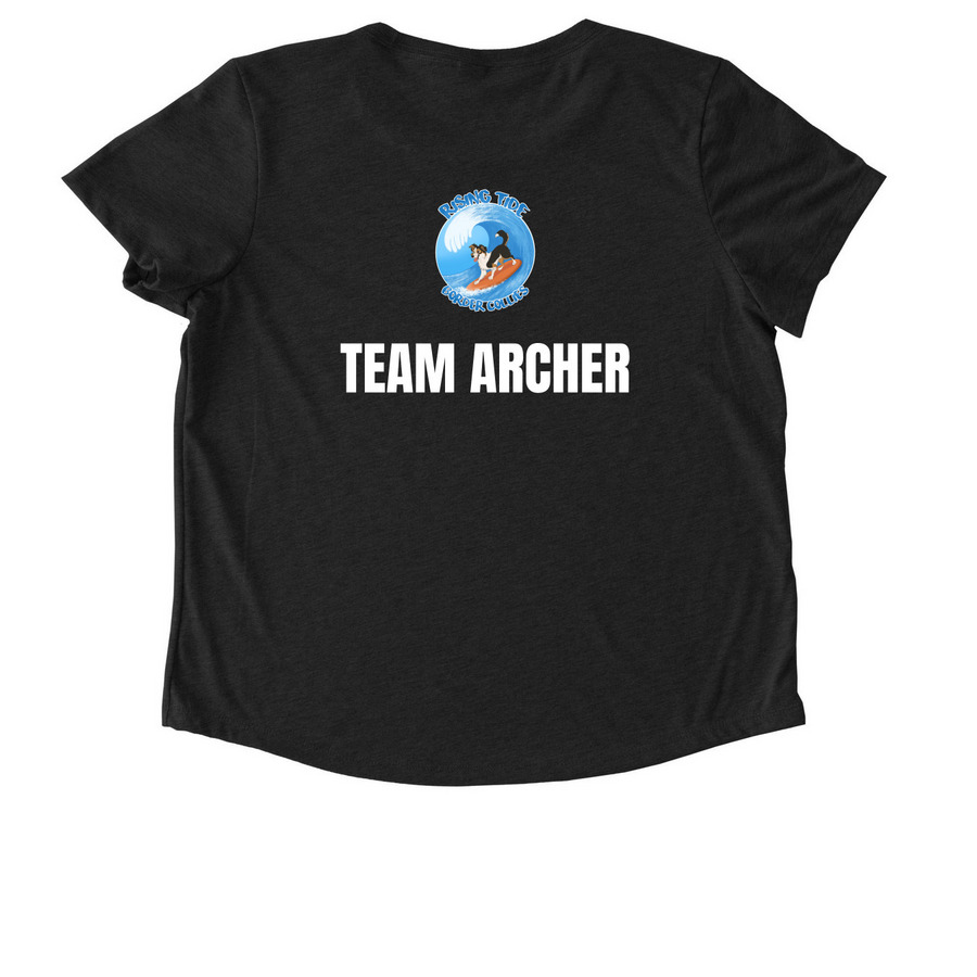 Team Archer | Critter Litter, a Space Black Allmade Eco Triblend Women?s Scoop Neck Tee (back-view)