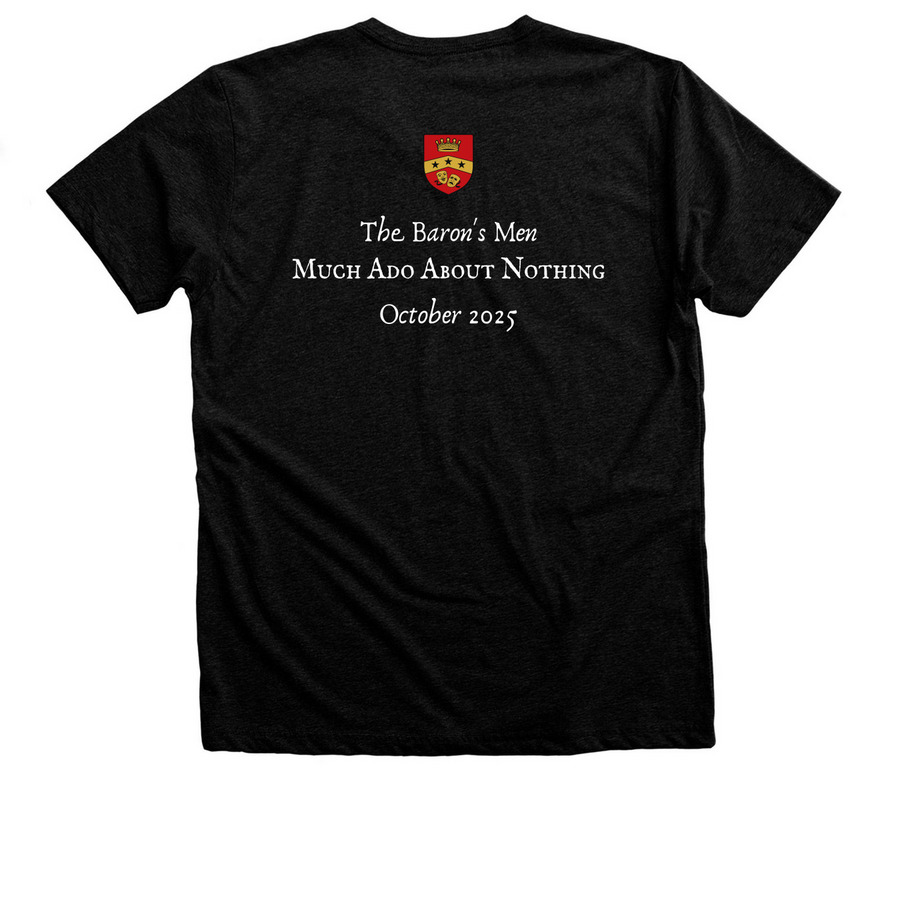 Much Ado About Nothing - October 2025, a Black Heather Premium Unisex Tee (back-view)