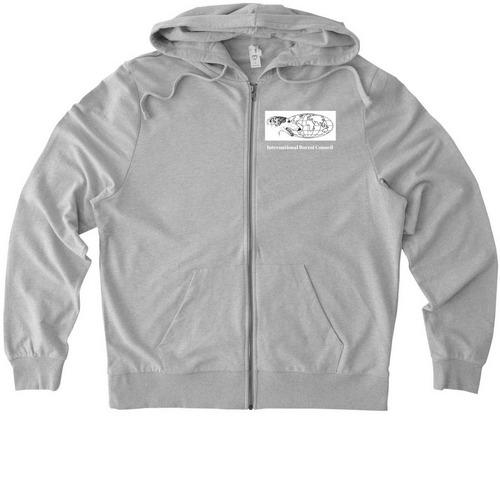 International Borzoi Council, a Granite Grey Heather Allmade Organic French Terry Zip Up Hoodie