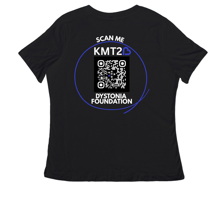 KMT2B Dystonia Foundation, a Black Women's Relaxed V-Neck Tee (back-view)