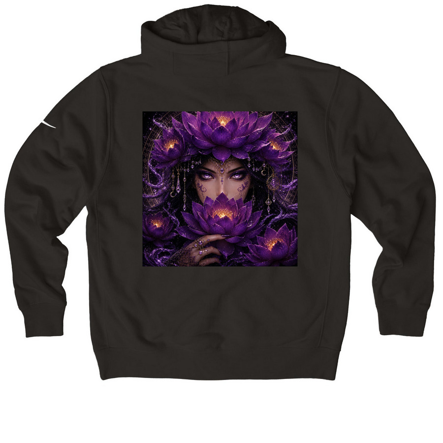 Void lotus hoodie, a Black Nike Club Fleece Zip Up Hoodie (back-view)