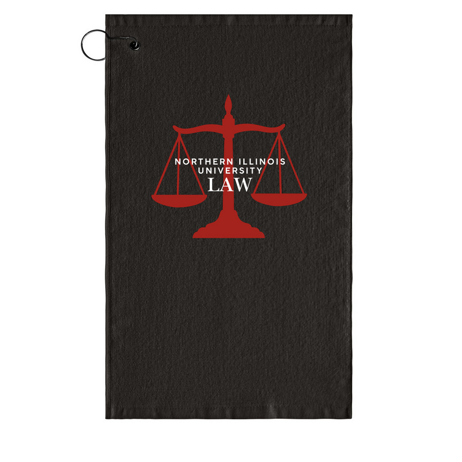 Law Merch Golf (white lettering), a Black Golf Towel