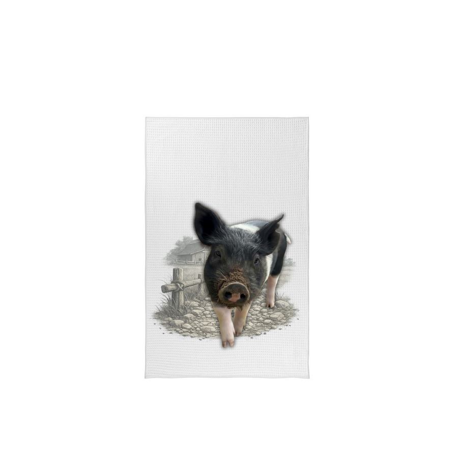 Vernon the tiniest pig, a White Tea Towel