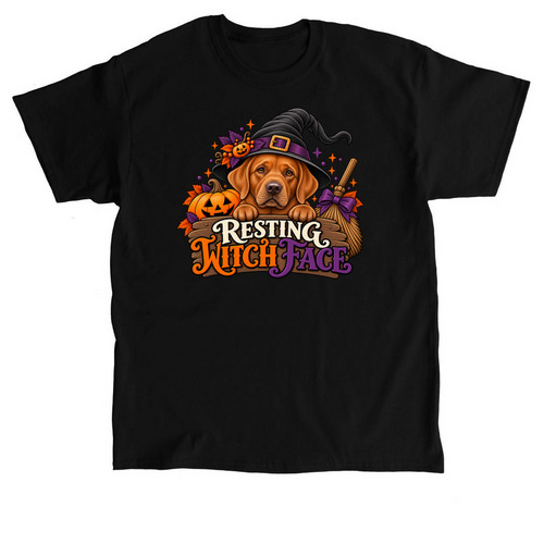 Halloween Resting Witch Fox Red, a Black Classic Unisex Tee