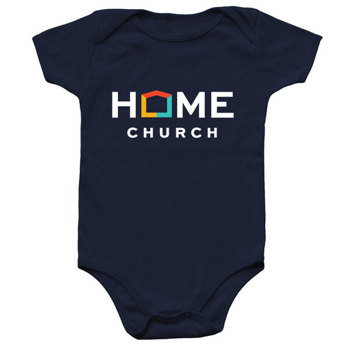 Home Church Logo Baby Onesie, a Navy Infant Onesie