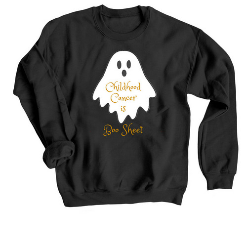 Childhood Cancer is Boo Sheet, a Black Crewneck Sweatshirt