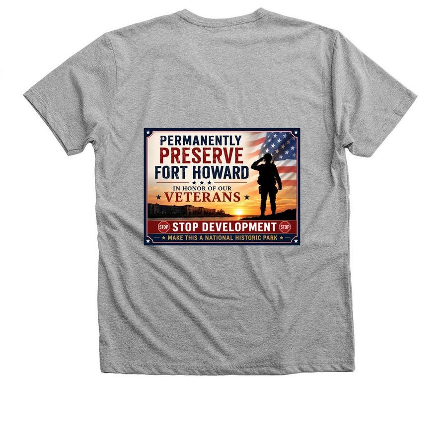 Protect Fort Howard, a Athletic Heather Premium V-Neck Tee (back-view)