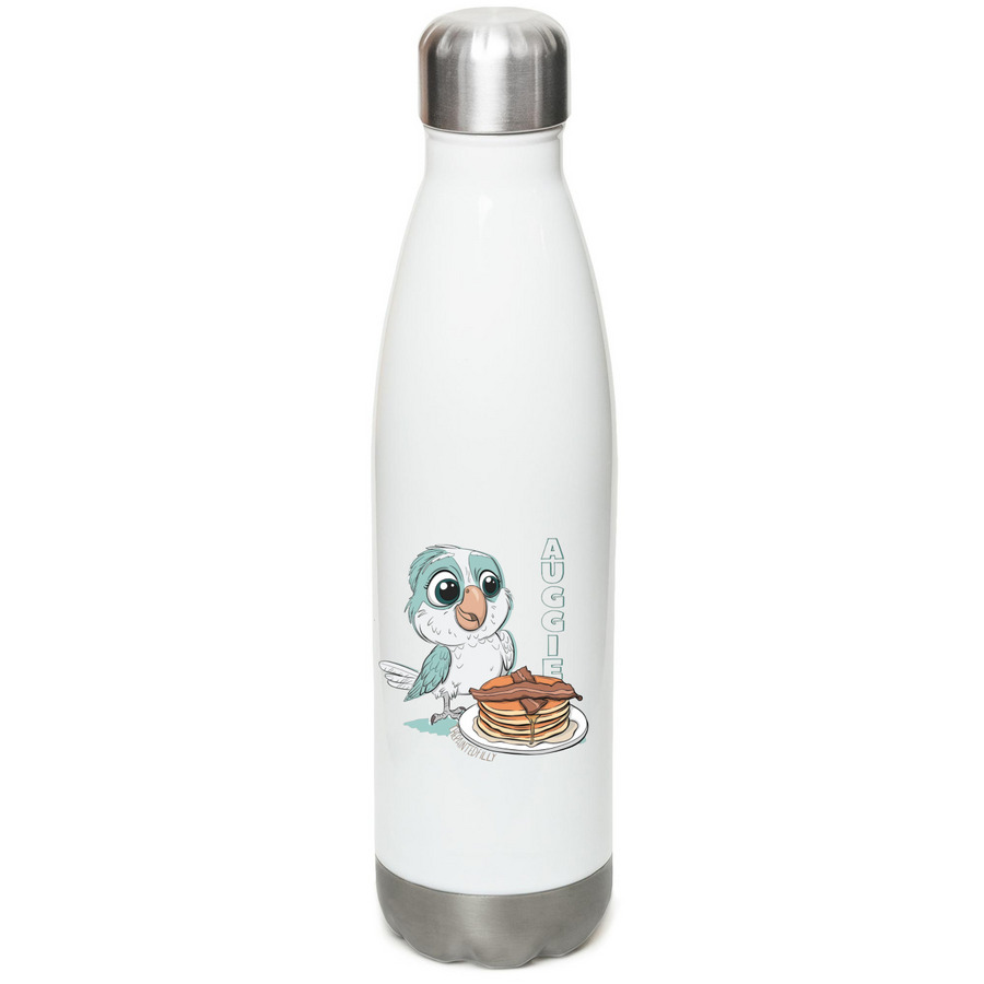 Auggie Animated Water Bottle, a White Stainless Steel Water Bottle