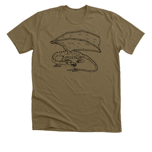 Fire Drake, a Heather Olive Premium Unisex Tee