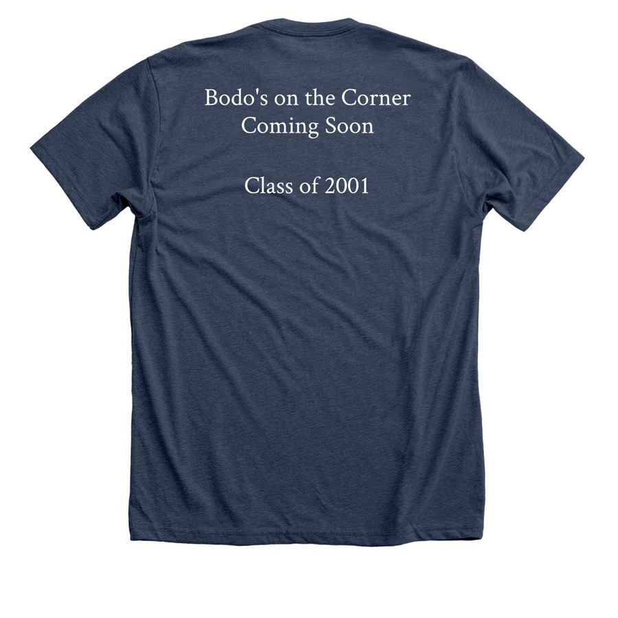 UVA 25th Reunion: Class of 2001, a Heather Navy Premium Unisex Tee (back-view)