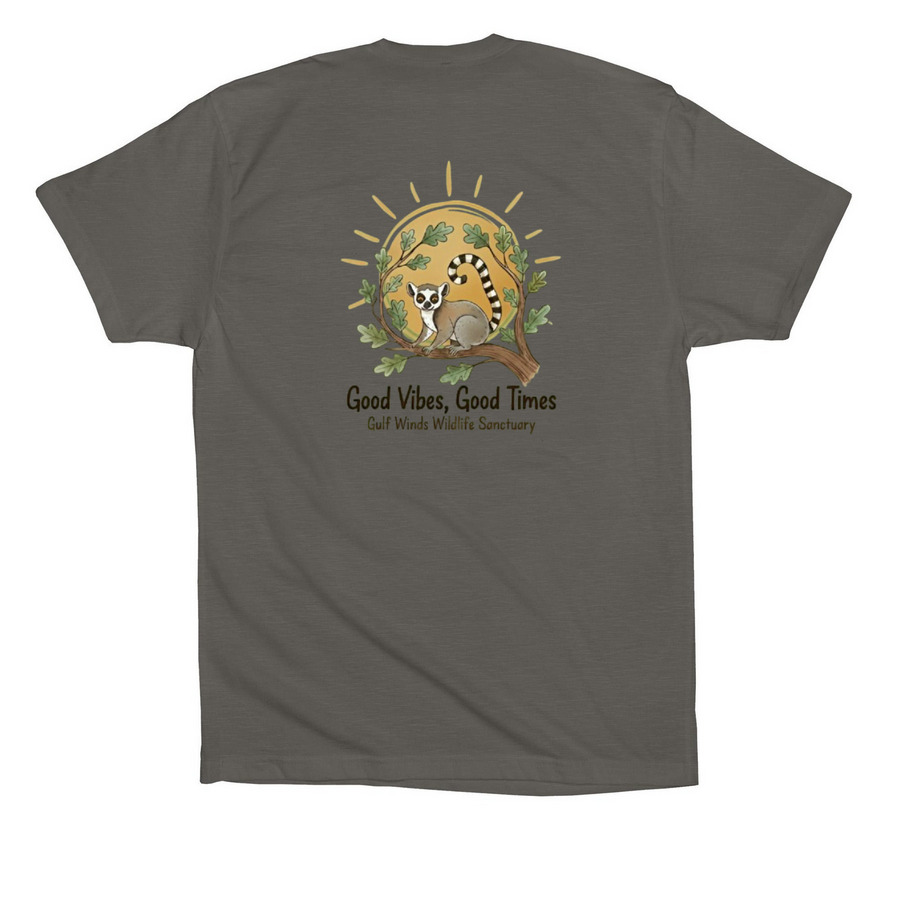 Good Vides - Lemur, a Asphalt Premium Cotton Tee (back-view)