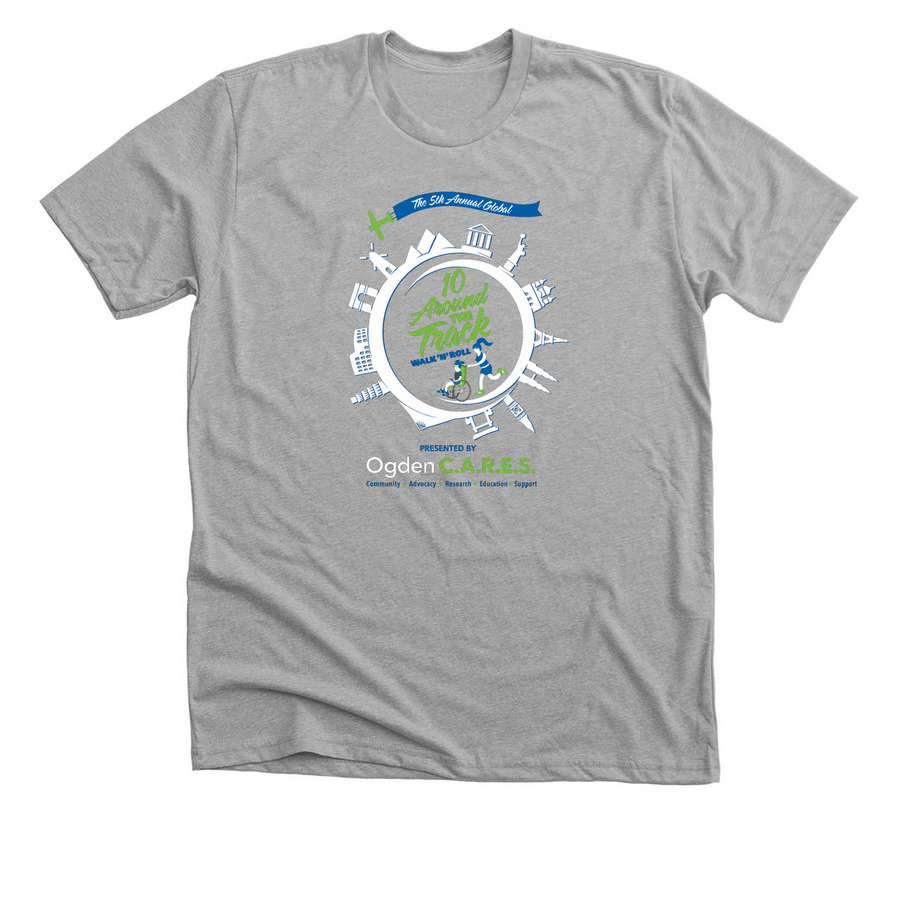 5th Annual Walk N Roll Official Shirt, a Athletic Heather Premium Unisex Tee