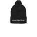 AEU Script Font Pom Pom Beanie, a Heather Charcoal Printed Pom-Pom Beanie