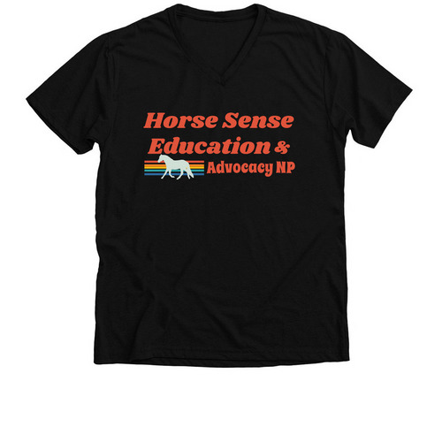 Healing Horses and Helping Humans, a Solid Black Blend Premium V-Neck Tee