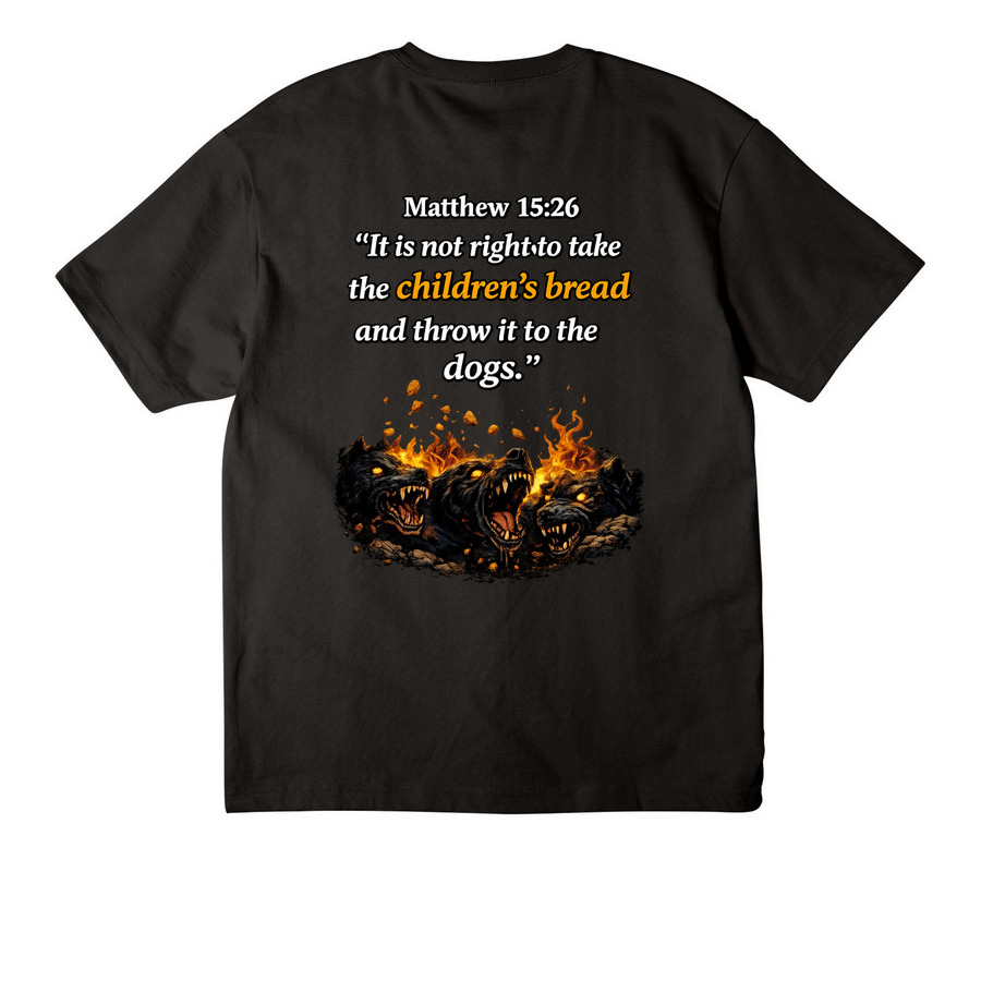 The Children?s Bread, a Black Unisex Heavyweight Tee (back-view)