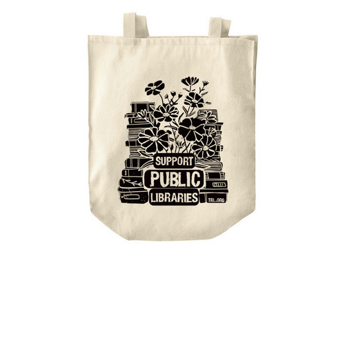Support Public Libraries Tote, a Natural Over-the-Shoulder Shopping Tote Bag