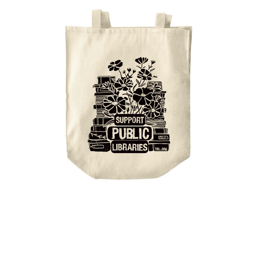 Support Public Libraries Tote, a Natural Over-the-Shoulder Shopping Tote Bag
